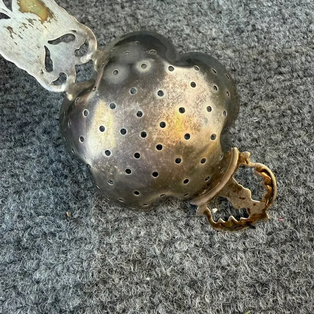 Vintage Sterling Silver 925 Tea Strainer Floral Handle Spoon Style